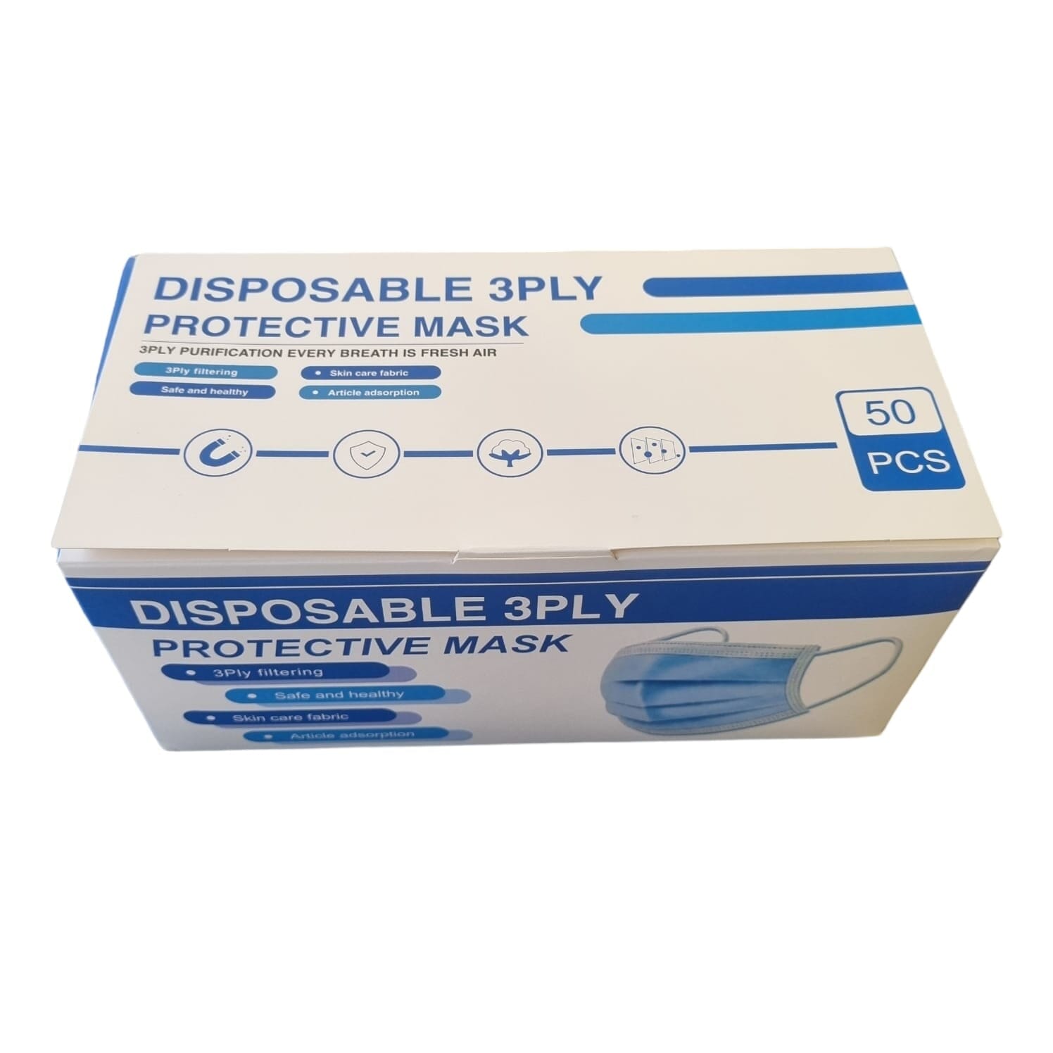 Mascarilla Desechable con 3 Capas de Filtro x 50 unidades Facemask